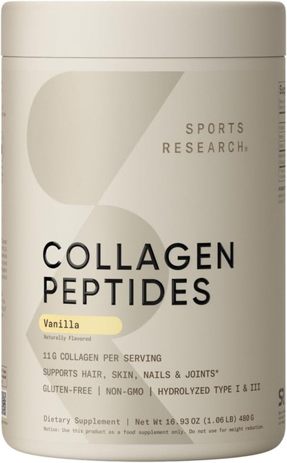 Collagen Peptides - Hydrolyzed Type 1 & 3 Collagen Powder Protein Supplement for Healthy Skin, Nails, & Joints - Easy Mixing Vital Nutrients & Proteins, Collagen for Women & Men