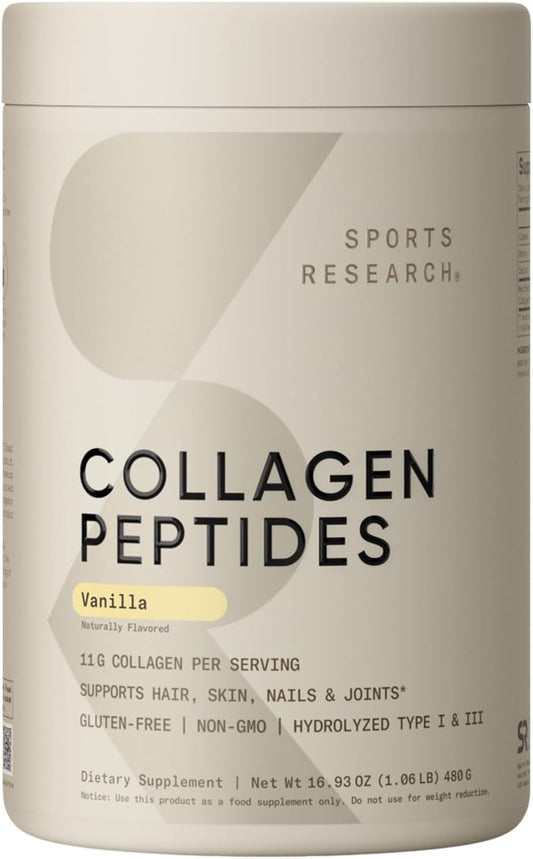 Collagen Peptides - Hydrolyzed Type 1 & 3 Collagen Powder Protein Supplement for Healthy Skin, Nails, & Joints - Easy Mixing Vital Nutrients & Proteins, Collagen for Women & Men