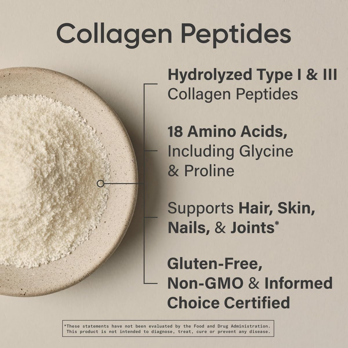 Collagen Peptides - Hydrolyzed Type 1 & 3 Collagen Powder Protein Supplement for Healthy Skin, Nails, & Joints - Easy Mixing Vital Nutrients & Proteins, Collagen for Women & Men